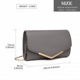 LH2064 - Miss Lulu Vegan Envelope Clutch Bag - Grey