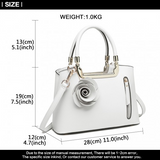 LG1847 - MISS LULU PU LEATHER ROSE HANGING ORNAMENT HANDBAG - WHITE