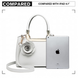 LG1847 - MISS LULU PU LEATHER ROSE HANGING ORNAMENT HANDBAG - WHITE