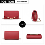 LH2064 - Miss Lulu Vegan Envelope Clutch Bag - Red