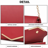 LH2064 - Miss Lulu Vegan Envelope Clutch Bag - Red