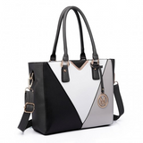 LG6632 - Miss Lulu Leather Look V-Shape Multicolour Tote Bag - Grey