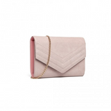 LP1963 - MISS LULU CHEVRON ENVELOPE CLUTCH BAG - PINK