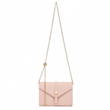 LP2205 - Miss Lulu V-stitched Flap Leather Chain Bag - Pink