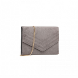 LP1963 - MISS LULU CHEVRON ENVELOPE CLUTCH BAG - GREY