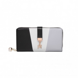 LP2030 - Miss Lulu Tri Colour Women's Leather Look Purse - Black