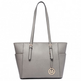 LM1642-1 - Miss Lulu Faux Leather Adjustable Handle Tote Bag - Grey