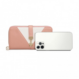 LP2216 - Miss Lulu Two Tone Women's Leather Look Clutch Purse - Pink