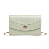 LP2219 - Miss Lulu Elegant Flap Clutch Leather Chain Evening Bag - Green