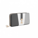 LP2030 - Miss Lulu Tri Colour Women's Leather Look Purse - Grey And White