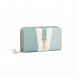 LP2030 - Miss Lulu Tri Colour Women's Leather Look Purse - Light Blue