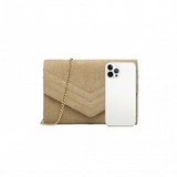 LP1963 - MISS LULU CHEVRON ENVELOPE CLUTCH BAG - LIGHT BROWN