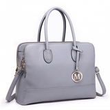 LT1726 - Miss Lulu Textured PU Leather Medium Size Classic Tote Bag Shoulder Bag Grey