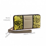 LP6681 - Miss Lulu Snake Print Panel Long Purse Khaki