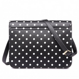 LT1665D2 - Miss Lulu Polka Dot Leather Look School Work Satchel Black