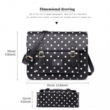 LT1665D2 - Miss Lulu Polka Dot Leather Look School Work Satchel Black