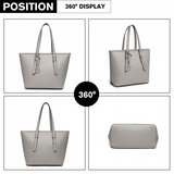 LT2054 - Miss Lulu Minimalist Tote Handbag Structured - Grey