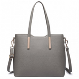 LT6648 - Miss Lulu Three Piece Tote Shoulder Bag And Clutch - Grey