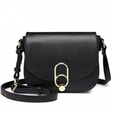 LZ1831 - MISS LULU CROSS BODY SADDLE BAG - BLACK