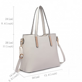 LT6648 - Miss Lulu Three Piece Tote Shoulder Bag And Clutch - White