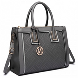 LT6622 - Miss Lulu Raised Cord Tote Handbag Faux Leather Grey