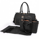 LT6638 - Miss Lulu Leather Look Maternity Changing Shoulder Bag Black