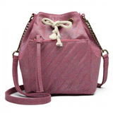 LT6812 - Miss Lulu Sparkle Canvas Drawstring Cross Body Bag - Purple