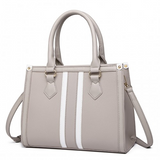 LT2203 - Miss Lulu White Striped Commuter Elegant Cross body Tote Bag - Grey