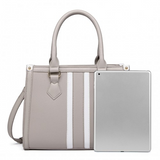 LT2203 - Miss Lulu White Striped Commuter Elegant Cross body Tote Bag - Grey