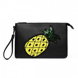 LT6822P-MISS LULU MISS LULU PU LEATHER SEQUIN PINEAPPLE CLUTCH BAG BLACK