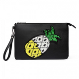 LT6822P-MISS LULU MISS LULU PU LEATHER SEQUIN PINEAPPLE CLUTCH BAG BLACK