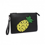 LT6822P-MISS LULU MISS LULU PU LEATHER SEQUIN PINEAPPLE CLUTCH BAG BLACK