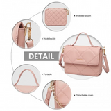 LT2201 - Miss Lulu Diamond Quilted Leather Chain Shoulder Bag - Pink