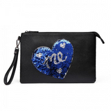 LT6822L-MISS LULU PU LEATHER SEQUIN HEART ME CLUTCH BAG BLACK