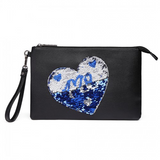 LT6822L-MISS LULU PU LEATHER SEQUIN HEART ME CLUTCH BAG BLACK