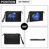 LT6822L-MISS LULU PU LEATHER SEQUIN HEART ME CLUTCH BAG BLACK