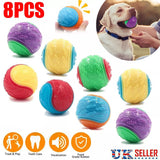 Durable Squeaky Set Of 8 Dog Balls For Teeth Cleaning Interactive UK