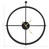 vidaXL Wall Clock Black 52 cm Iron