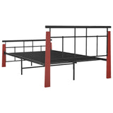 vidaXL Bed Frame without Mattress Metal  and Solid Oak Wood 120x200 cm