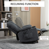 HOMCOM Oversized Riser and Recliner Chairs for the Elderly, Fabric Upholstered Lift Chair for Living Room with Remote Control, Side Pockets, Cup Holder, Charcoal Grey