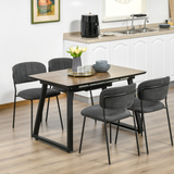 HOMCOM Extendable Dining Table Rectangular Wood Effect Tabletop for 4-6 People with Steel Frame & Hidden Leaves for Kitchen, Dining Room, Living Room