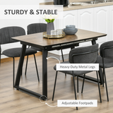 HOMCOM Extendable Dining Table Rectangular Wood Effect Tabletop for 4-6 People with Steel Frame & Hidden Leaves for Kitchen, Dining Room, Living Room