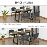 HOMCOM Extendable Dining Table Rectangular Wood Effect Tabletop for 4-6 People with Steel Frame & Hidden Leaves for Kitchen, Dining Room, Living Room