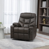 HOMCOM Manual Recliner Chair, Overstuffed PU Leather Recliner Armchair with Footrest, Cup Holders, Side Pockets, for Living Room Bedroom, Dark Brown