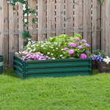 Outsunny Raised Bed for Garden, Galvanized Outdoor Planter Flower Pot for Herbs and Vegetables, Use for Patio, Backyard, Balcony, Green