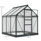 Outsunny Clear Polycarbonate Greenhouse Large Walk-In Green House Garden Plants Grow Galvanized Base Aluminium Frame with Slide Door, 6 x 6ft