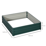 Outsunny 432L Square Raised Garden Bed Box with Weatherized Steel Frame for Vegetables, Flowers, & Herbs, 120 x 120 x 30cm, Green