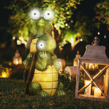 Outsunny Vivid 2 Tortoises Garden Statue with Solar LED Light, Outdoor Ornament Art Sculpture Home Decoration for Porch, Deck, Grass