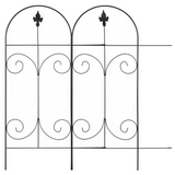 Outsunny Decorative Garden Fencing, 8PCs 44in x 12.5ft Outdoor Picket Fence Panels, Rustproof Metal Wire Landscape Flower Bed Border Edging Animal Barrier, Black