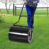 Outsunny φ50cm Steel Garden Lawn Roller Push Pull w/ Fillable Cylinder Water Sand Plug Lawn Flatten Seed Sow Rolling Drum w/ Handle